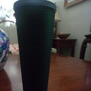 Limited Edition Starbucks Studded Matte Dark Green 24 oz Tumbler Used